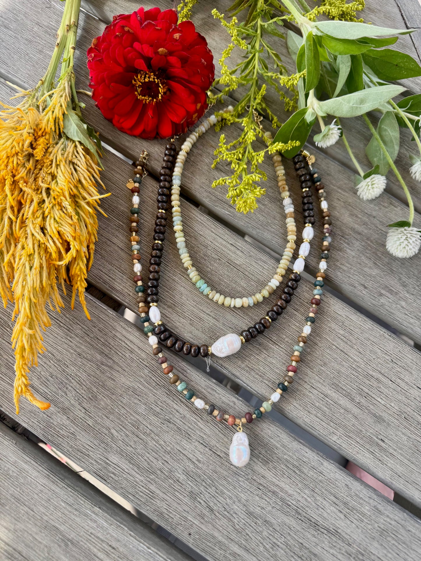 Ocean Jasper Necklace with Pearl