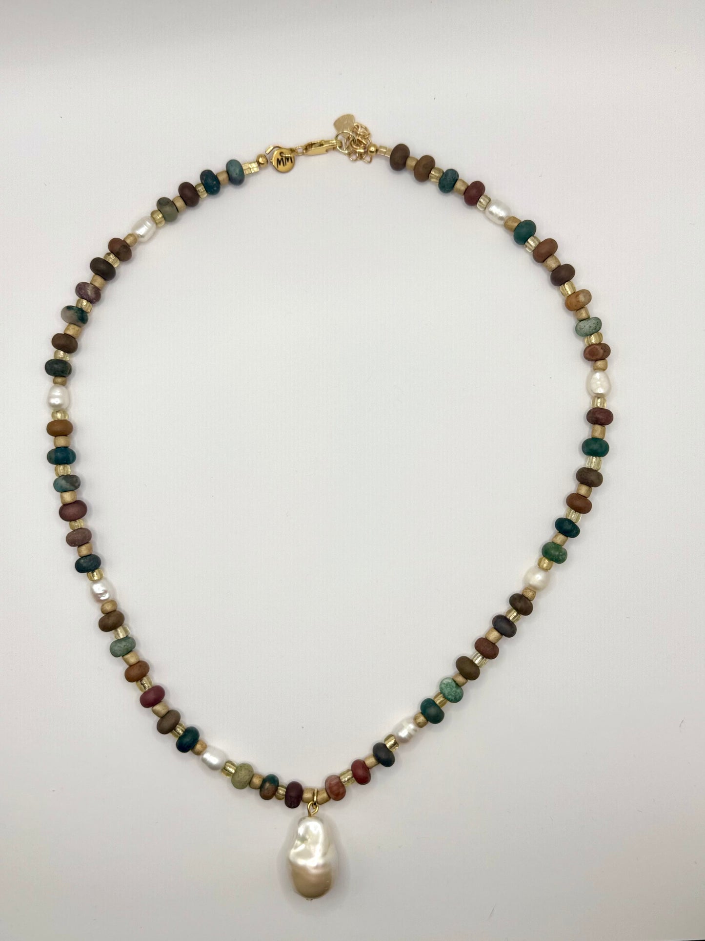 Ocean Jasper Necklace with Pearl
